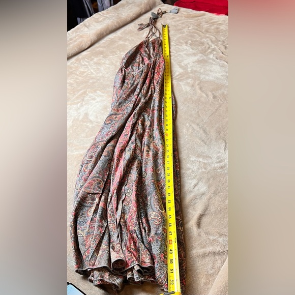 CORTE HINDU Pink and Blue Flowy Paisley V-Neck Halter Open Back Maxi Dress - Picture 17 of 17